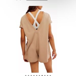 NWT fp movement by Free People Hot Shot Tee Romper in Mocha Latte size XL